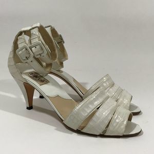 Botticelli White Crocodile Double Ankle Strap Heel